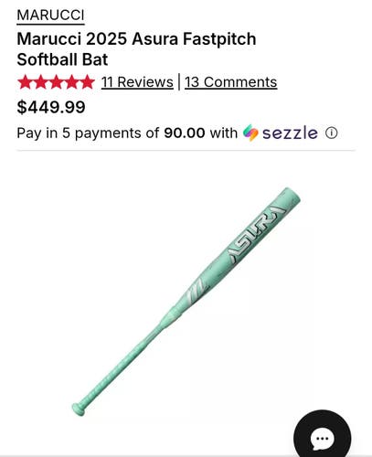 Like New 2025 Marucci Asura Composite Bat (-10) 23 oz 33" (Used)
