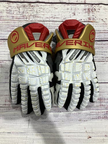White 13" Maverik Max Lacrosse Gloves (New)