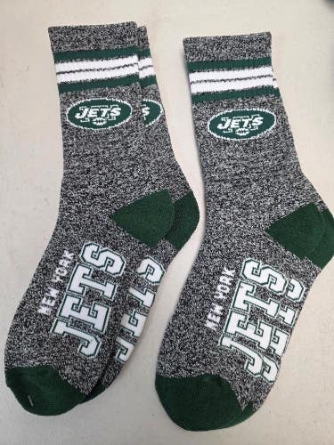 ST3 Mens NFL NEW YORK JETS Lot of 2 Crew Socks LARGE 8-13 NEW