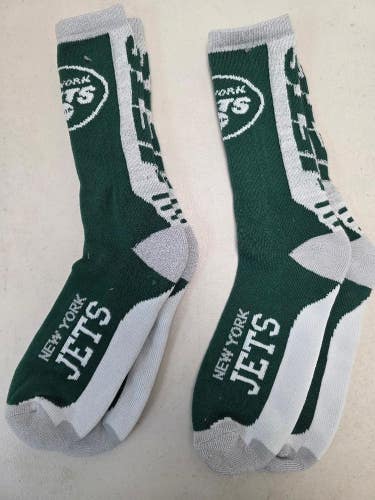 ST6 Mens NFL NEW YORK JETS Lot of 2 Crew Socks LARGE 8-13 NEW