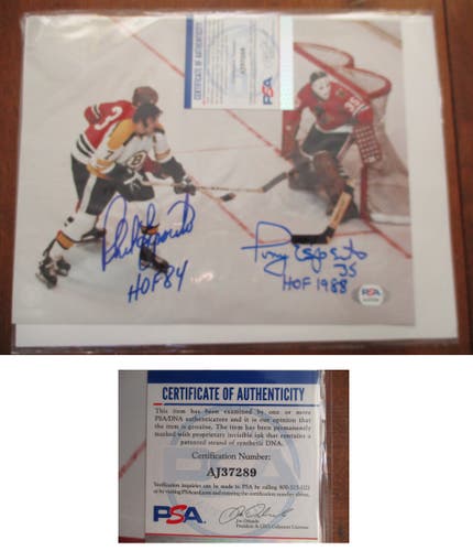 Collection NHL Hockey Autographed Photos Tony and Phil Esposito- Murray Bannerman