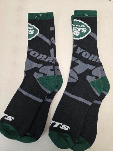 ST11 Mens NFL NEW YORK JETS Lot of 2 Crew Socks LARGE 8-13 NEW