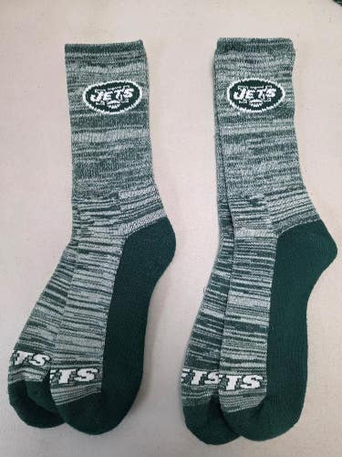 ST14 Mens NFL NEW YORK JETS Lot of 2 Crew Socks LARGE 8-13 NEW