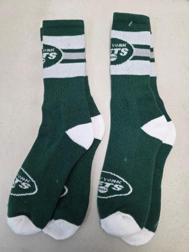 ST21 Mens NFL NEW YORK JETS Lot of 2 Crew Socks LARGE 8-13 NEW