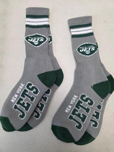 ST23 Mens NFL NEW YORK JETS Lot of 2 Crew Socks LARGE 8-13 NEW