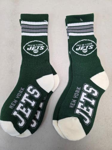 ST29 Mens NFL NEW YORK JETS Lot of 2 Crew Socks MEDIUM 5-10 NEW