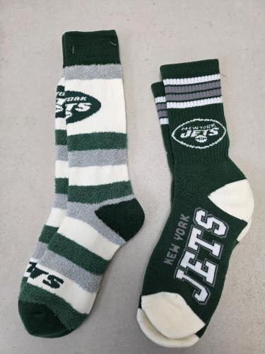 ST30 Mens NFL NEW YORK JETS Lot of 2 Crew Socks MEDIUM 5-10 NEW