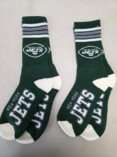 ST28 Mens NFL NEW YORK JETS Lot of 2 Crew Socks LARGE 8-13 NEW