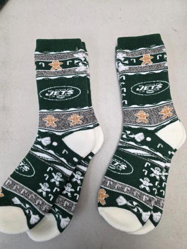 ST32 Mens NFL NEW YORK JETS Lot of 2 Crew Socks LARGE 8-13 NEW