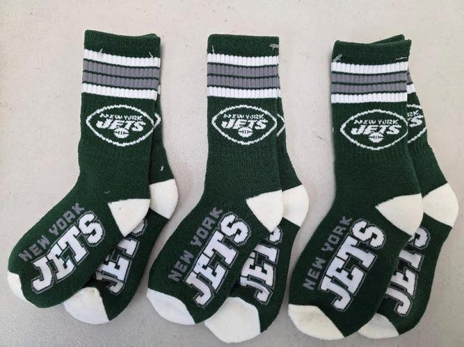 ST40 YOUTH NFL NEW YORK JETS Lot of 3 Crew Socks NEW