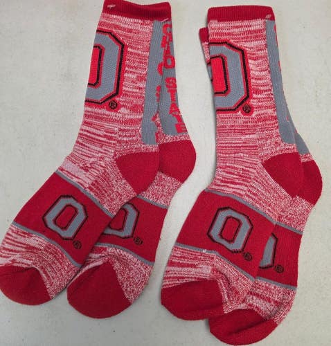 ST3 Mens NCAA OHIO STATE BUCKEYES Crew Socks Lot of 2 Pair LARGE New