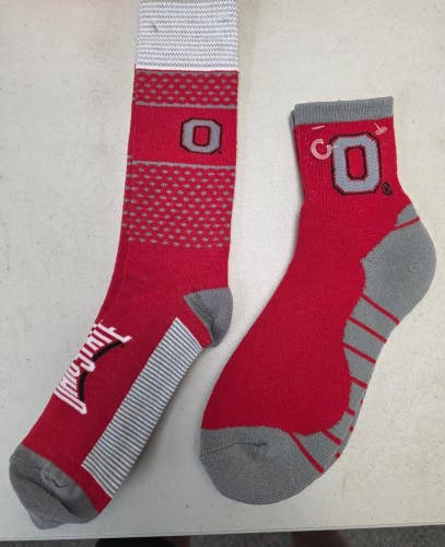 ST5 Mens NCAA OHIO STATE BUCKEYES Crew Socks Lot of 2 Pair LARGE New
