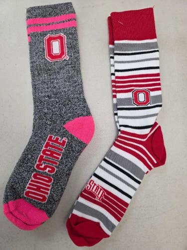 ST9 Mens NCAA OHIO STATE BUCKEYES Crew Socks Lot of 2 Pair LARGE New