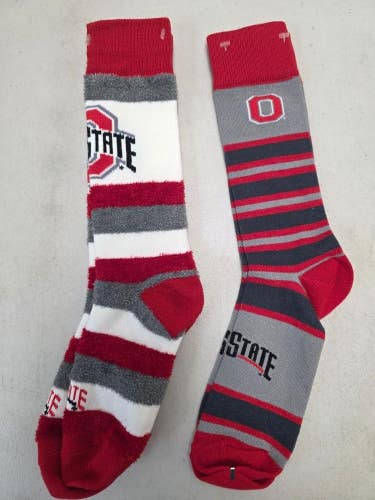 ST18 Mens NCAA OHIO STATE BUCKEYES Crew Socks Lot of 2 Pair MEDIUM 5-10 New