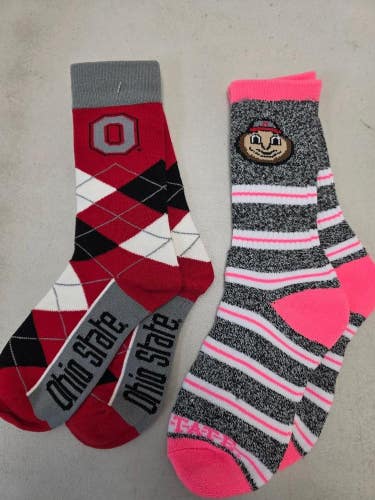ST21 Mens NCAA OHIO STATE BUCKEYES Crew Socks Lot of 2 Pair MEDIUM 5-10 New