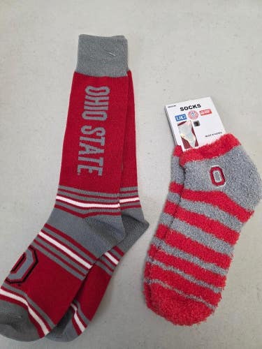 ST27 Mens NCAA OHIO STATE BUCKEYES Crew Socks Lot of 2 Pair MEDIUM 5-10 New