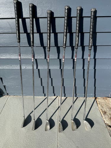 Men's 2002 Wilson Deep Red Left Hand Iron Set Stiff Flex (6 Clubs) #6 - #9, PW, GW 36" (Used)