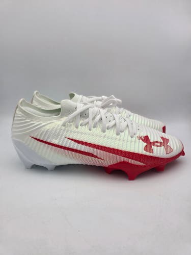 New Under Armour UA Blur Pro Men's 11 White Red Football Cleats 3028220-101
