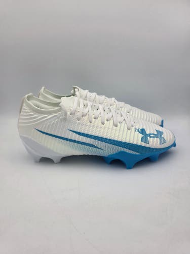 Under Armour Blur Pro White Capri Blue Football Cleats 3028220-110 Size 12 NEW