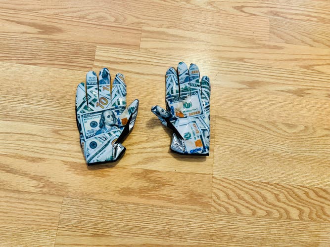 Medium Adult Money Graphic Cutters Gloves (New)