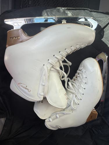 EDEA Chorus 265 Flamenco Ice Dance Skates boots only, EXTRA custom widened toe boxes, NO Blades