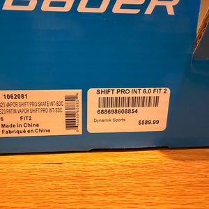 Black/White Bauer S23 Vapor Shift Pro (SMU) Hockey Skates Size 6 (Used)