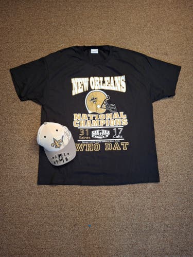 New Orleans Saints Super Bowl Champions XLIV T-Shirt/Hat Combo