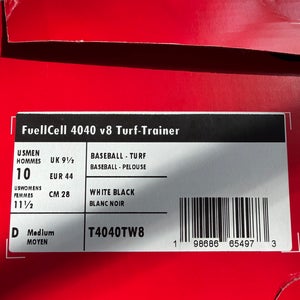 White Men's Size M 10.0 (W 11.0) Adult New Balance 4040 Low Top Turf Cleats (New)