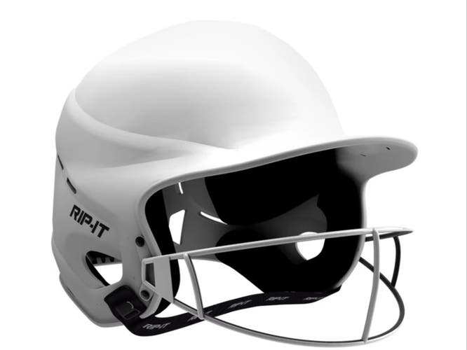 Rip-It Vision Pro Softball Batting Helmet Size XL Matte White with Face Mask (New)
