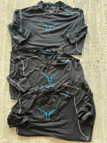 LOT OF 3 - Black Small Adult Unisex Bauer Core Shirt (Used) short sleeve