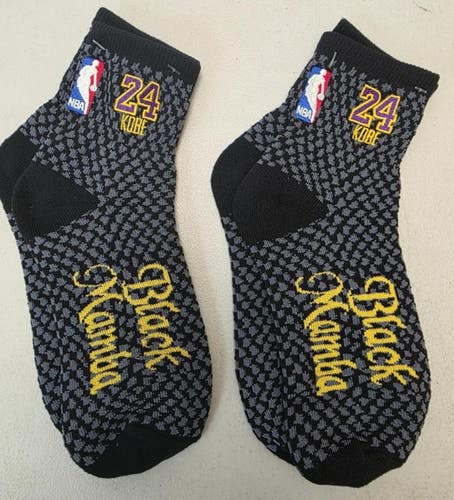 Mens NBA LOS ANGELES LAKERS KOBE BRYANT "Black Mamba" Socks Lot of 2 Pair LARGE