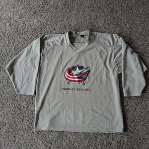 COLUMBUS BLUE JACKETS NHL MENS LARGE PRACTICE JERSEY GREY BLANK HOCKEY SCHOOL