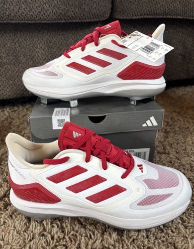 Adidas Adizero PureHustle 3 Elite Softball Metal Cleats White/Red Womens Sz 8