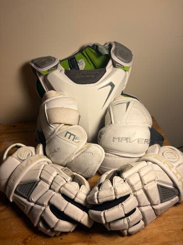 Maverik MAX EKG Shoulder Pads, M6 Elbow Pads, M5 gloves (Used, Great Condition)