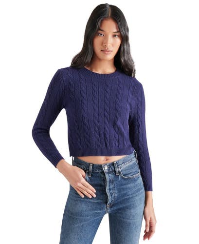 Steve Madden Sweater Women's Large Marine Jeany Bow Back Long Sleeve PALL327