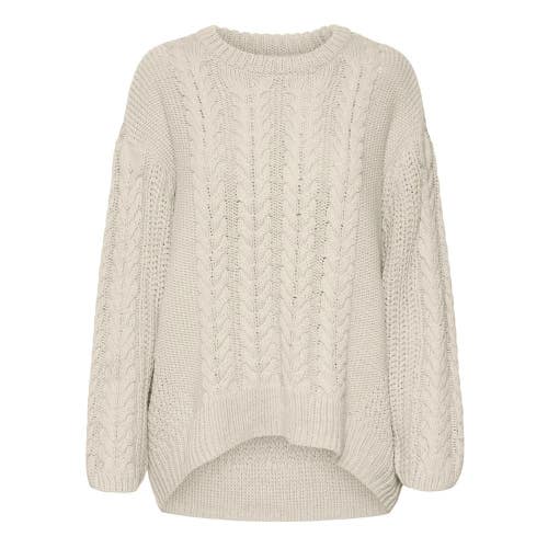 Vero Moda Sweater Women's XS Beige Cable-Knit Long Sleeve Oversized PALL328