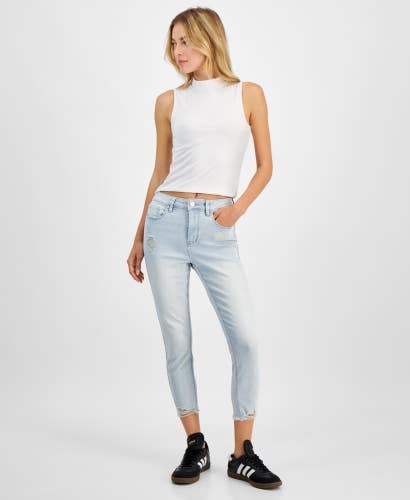 Indigo Rein Curvy Jeans Women's 11 Blue Mid Rise Light Wash Cropped PALL356