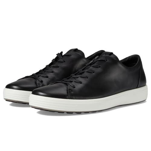 Ecco Soft 7 Sneakers Men's US 9-9.5 Black Leather Lace-Up Casual Shoes RHS9289