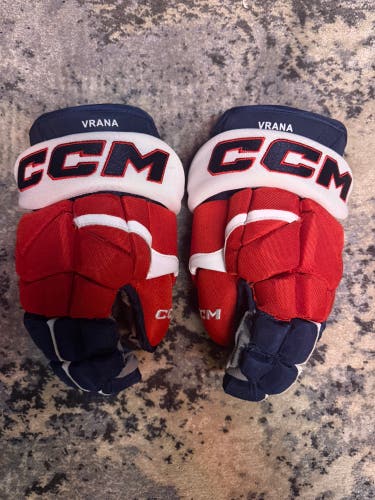 Washington Capitals Jakub Vrana Used CCM HG12 Hockey Gloves 13” NHL