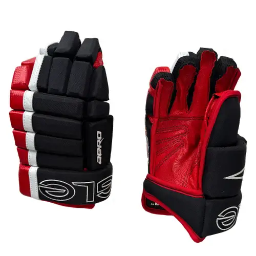 Eagle Aero Custom Pro Gloves 14" (New) - Hossa Cuff - Black/Red/White - Red leather palms