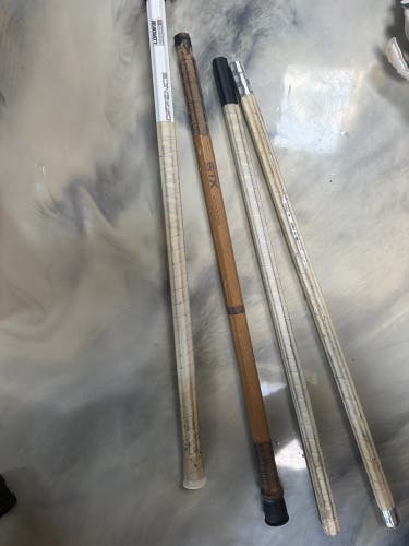 Loading shaft, Under Armor Sc-ti pro, STX wooden shaft, and Powell Shaft