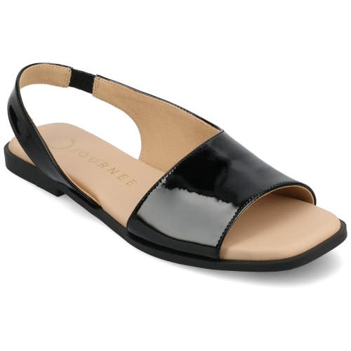 Journee Brinsley Sandals Womens US 8.5 M Black Patent Leather Slingback ZOGG3469