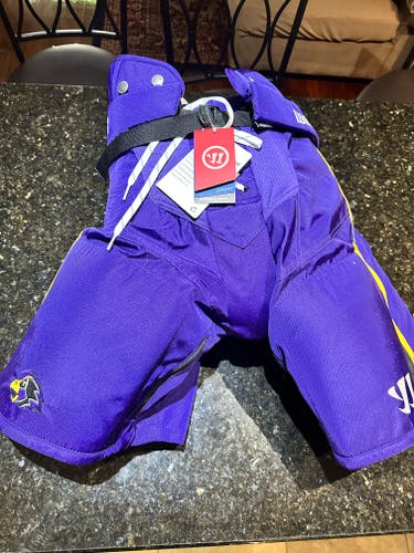 Custom Men's Purple with yellow stripes Warrior Covert Hockey Pants Pro Stock New