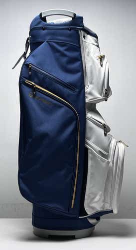 TaylorMade Kalea Ladies Cart Bag Blue Gold 15-Way Divide Single Strap Golf Bag