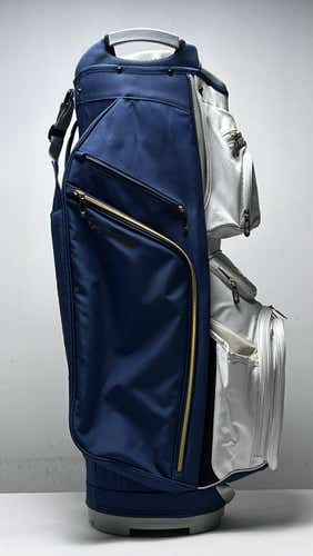 TaylorMade Kalea Ladies Cart Bag Blue Gold 15-Way Divide Single Strap Golf Bag