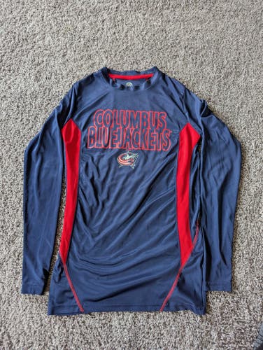 Blue Official NHL Columbus Blue Jackets Men's Small Long Sleeve Performance Shirt