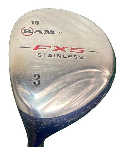 RAM Fx5 Stainless 3 Wood 15* LH Men's XFire Stiff Graphite 43" New Midsize Grip