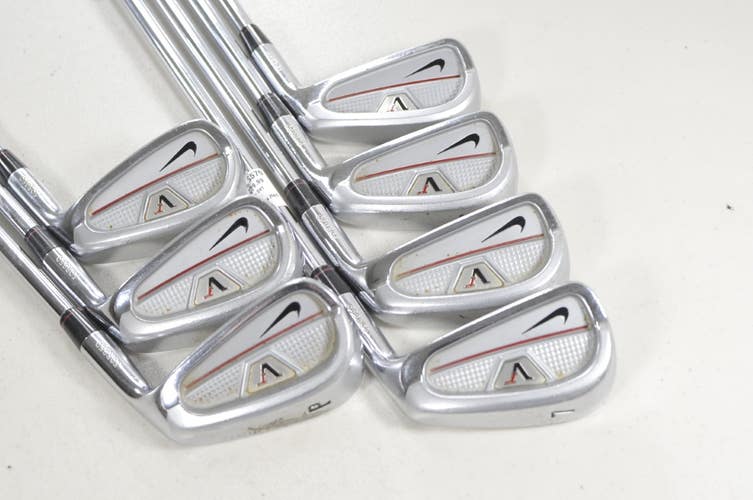 Nike Victory Red Forged Split Cavity Back 4-PW Iron Set Stiff Flex Steel #225579