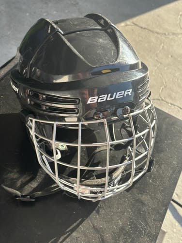 Adult Large Bauer Re-Akt 75 Helmet & Cage w/Added Clear Face Shield (Used)