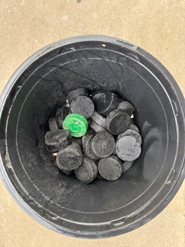 30 pucks and 1 green biscuit